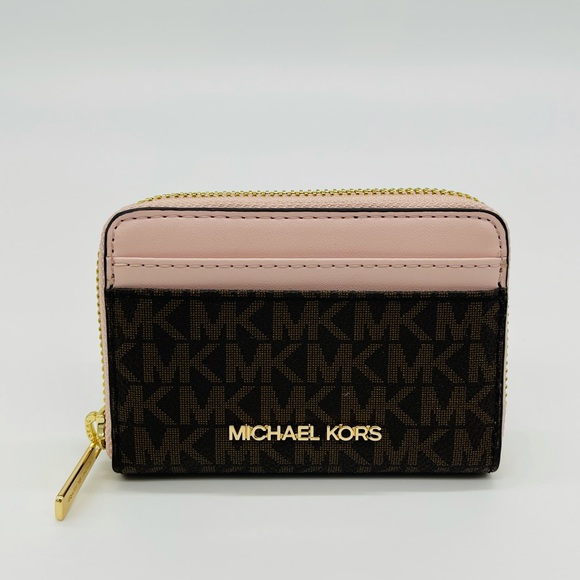 Michael Kors Medium ZA Card Case Wallet Powder Blush Multi - Picture 2 of 9